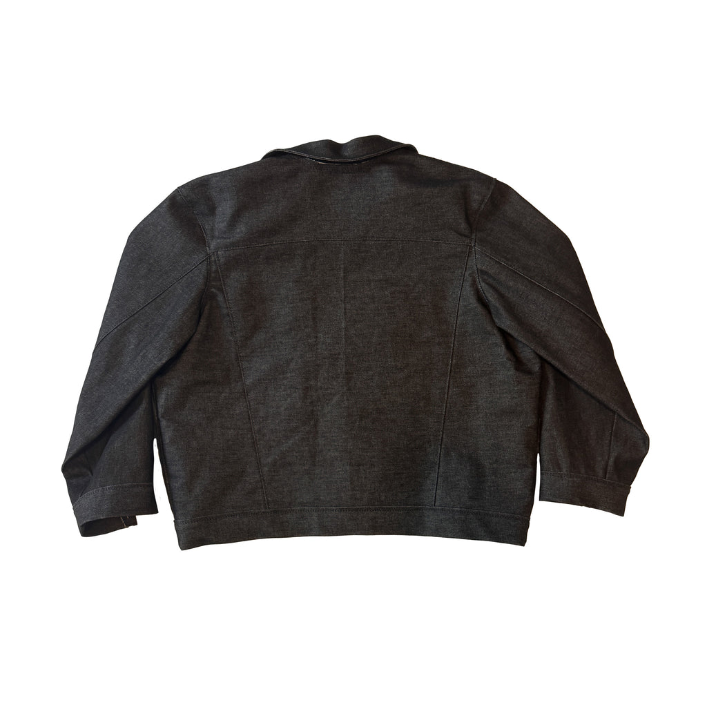 Black Denim Pleated Jacket