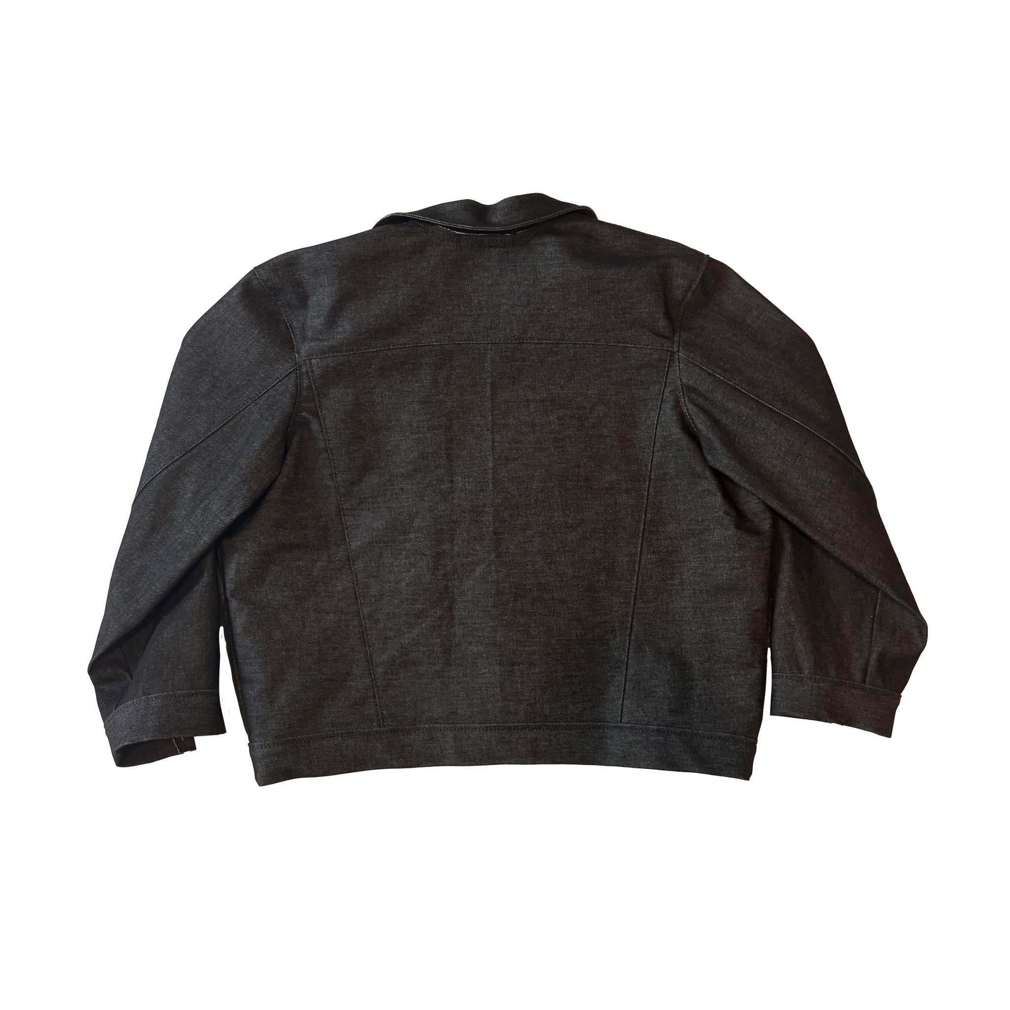 Black Denim Pleated Jacket