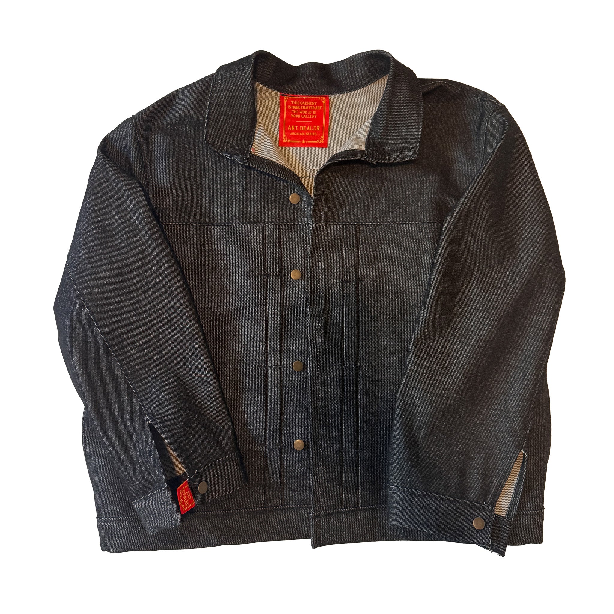 Black Denim Pleated Jacket